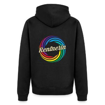 Rentnerin 2023 - Unisex Premium Bio Zip Hoodie - Schwarz - Hinten - Nico (187cm)