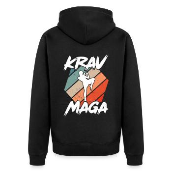 Krav Maga Apparel Israeli Self - Unisex Premium Organic Zip Hoodie - black - Back - Nico (187cm)