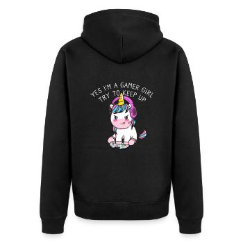 Oui, je suis une fille de joueur Essayez de garder Gamer - Veste à capuche bio Premium Unisexe - noir - Dos - Nico (187cm)