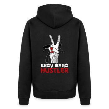 Krav Maga Apparel Israeli Self - Unisex Premium Organic Zip Hoodie - black - Back - Nico (187cm)