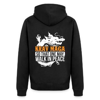 Krav Maga Apparel Israeli Self - Unisex Premium Organic Zip Hoodie - black - Back - Nico (187cm)