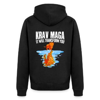 Krav Maga Apparel Israélien Self - Veste à capuche bio Premium Unisexe - noir - Dos - Nico (187cm)