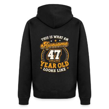 This is what a great 47-year-old looks like. - Unisex Premium Organic Zip Hoodie - black - Back - Nico (187cm)