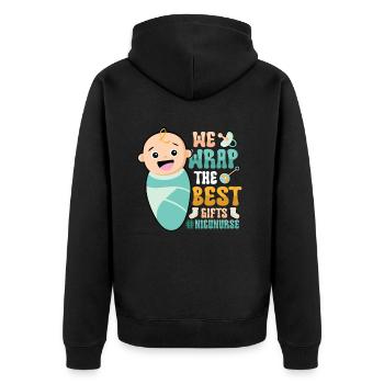 We wrap the best gifts - Unisex Premium Organic Zip Hoodie - black - Back - Nico (187cm)