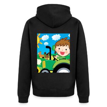Grüner Traktor Geburtstag Bauernhof Tiere - Unisex Premium Bio Zip Hoodie - Schwarz - Hinten - Nico (187cm)
