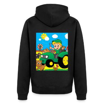 Grüner Traktor Geburtstag Bauernhof Tiere - Unisex Premium Bio Zip Hoodie - Schwarz - Hinten - Nico (187cm)