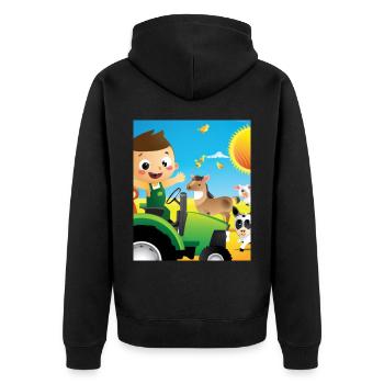Grüner Traktor Geburtstag Bauernhof Tiere - Unisex Premium Bio Zip Hoodie - Schwarz - Hinten - Nico (187cm)
