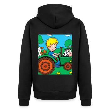 Grüner Traktor Geburtstag Bauernhof Tiere - Unisex Premium Bio Zip Hoodie - Schwarz - Hinten - Nico (187cm)