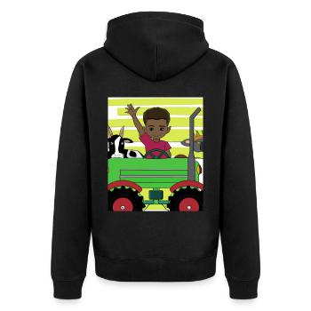 Green Tractor Birthday Anime Farm Animals - Unisex Premium Organic Zip Hoodie - black - Back - Nico (187cm)