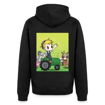 Green Tractor Birthday Anime Farm Animals - Unisex Premium Organic Zip Hoodie - black - Back - Nico (187cm)