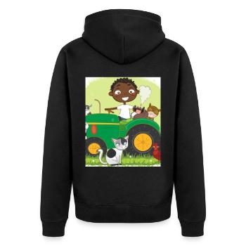 Grüner Traktor Geburtstag Bauernhof Tiere - Unisex Premium Bio Zip Hoodie - Schwarz - Hinten - Nico (187cm)