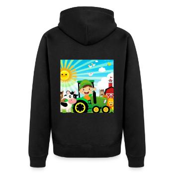 Grüner Traktor Geburtstag Bauernhof Tiere - Unisex Premium Bio Zip Hoodie - Schwarz - Hinten - Nico (187cm)