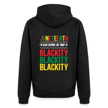 Blackity Black History African American - Unisex Premium Organic Zip Hoodie - black - Back - Nico (187cm)