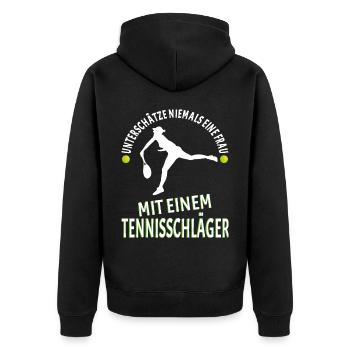 Tennisspieler Tennis Damen - Unisex Premium Bio Zip Hoodie - Schwarz - Hinten - Nico (187cm)