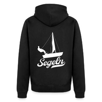 Segler Segelboot Meer Segeln - Unisex Premium Bio Zip Hoodie - Schwarz - Hinten - Nico (187cm)