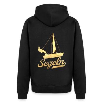Segler Segelboot Meer Segeln - Unisex Premium Bio Zip Hoodie - Schwarz - Hinten - Nico (187cm)