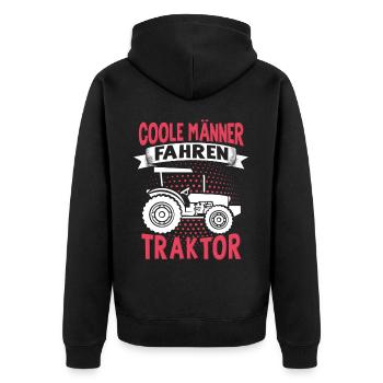 Landwirt Trecker Junge Coole Männer fahren Traktor - Unisex Premium Bio Zip Hoodie - Schwarz - Hinten - Nico (187cm)