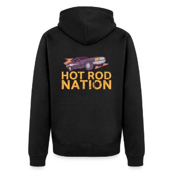 Hot Rod Nation Design Für Oldtimer-fans - Unisex Premium Bio Zip Hoodie - Schwarz - Hinten - Nico (187cm)