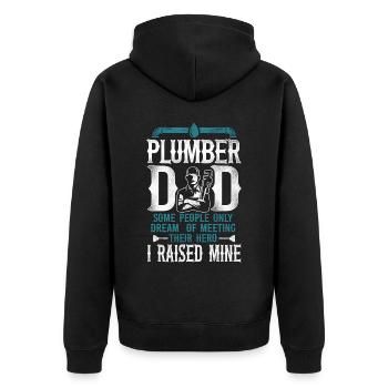 Plumbing Plumber Dad Vintage - Unisex Premium Organic Zip Hoodie - black - Back - Nico (187cm)