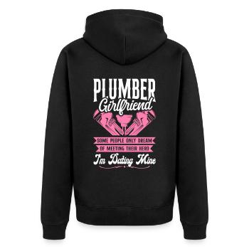 Plumbing Plumber Girlfriend - Unisex Premium Organic Zip Hoodie - black - Back - Nico (187cm)