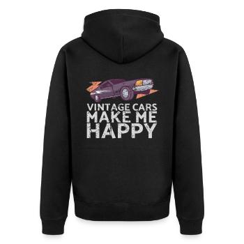 Oldtimer Machen Mich Glücklich Design Für Oldtimer - Unisex Premium Bio Zip Hoodie - Schwarz - Hinten - Nico (187cm)