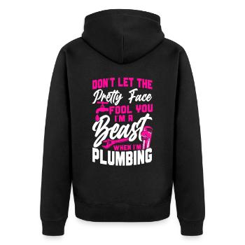 Plombier de plomberie femme Ne laissez pas - Veste à capuche bio Premium Unisexe - noir - Dos - Nico (187cm)
