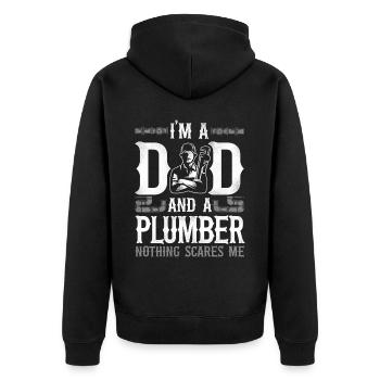 Plumbing Plumber Dad Vintage I'm A - Unisex Premium Organic Zip Hoodie - black - Back - Nico (187cm)
