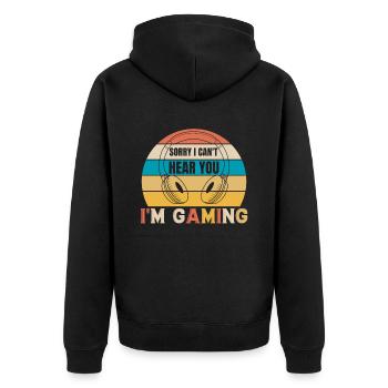 In gaming - Gamer Design retro - Unisex Premium Organic Zip Hoodie - black - Back - Nico (187cm)