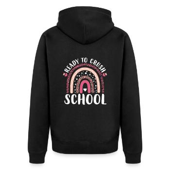 Ready To Crush School - Unisex Premium Organic Zip Hoodie - black - Back - Nico (187cm)
