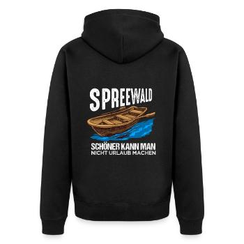 Cooles Spreewald Ostdeutschland Design - Unisex Premium Bio Zip Hoodie - Schwarz - Hinten - Nico (187cm)