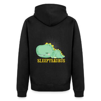 Funny Sleppysaurus Dinosaur Motif - Unisex Premium Organic Zip Hoodie - black - Back - Nico (187cm)