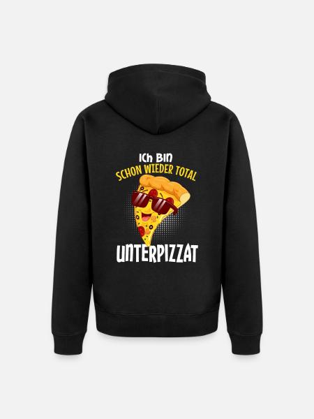 Ich bin unterpizzat - Unisex Premium Bio Zip Hoodie - Schwarz