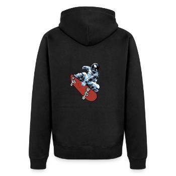 Skateboard Skater Astronaut - Unisex Premium Organic Zip Hoodie - black - Back - Nico (187cm)