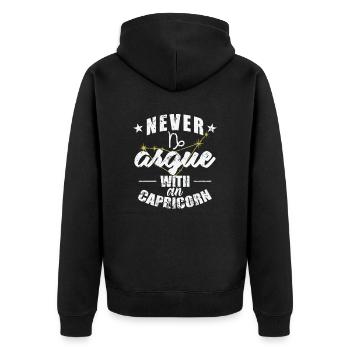 Signe du zodiaque Ne jamais se disputer avec un Capricorne - Veste à capuche bio Premium Unisexe - noir - Dos - Nico (187cm)