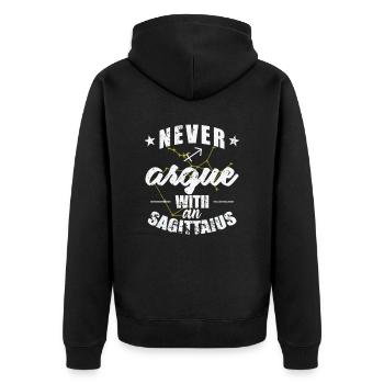 Signe du zodiaque Ne jamais discuter avec un Sagittaire - Veste à capuche bio Premium Unisexe - noir - Dos - Nico (187cm)