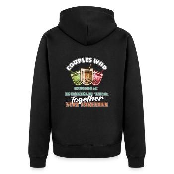 Bubble Tea Boba Pair - Unisex Premium Organic Zip Hoodie - black - Back - Nico (187cm)