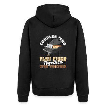 Pianist Klavier Piano Paar - Unisex Premium Bio Zip Hoodie - Schwarz - Hinten - Nico (187cm)