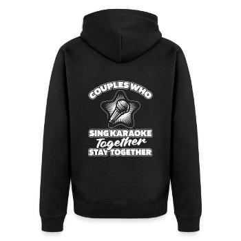 Karaoke Paar - Unisex Premium Bio Zip Hoodie - Schwarz - Hinten - Nico (187cm)
