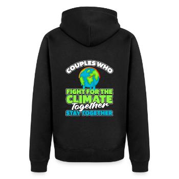 Climate Change Protection Couple - Unisex Premium Organic Zip Hoodie - black - Back - Nico (187cm)