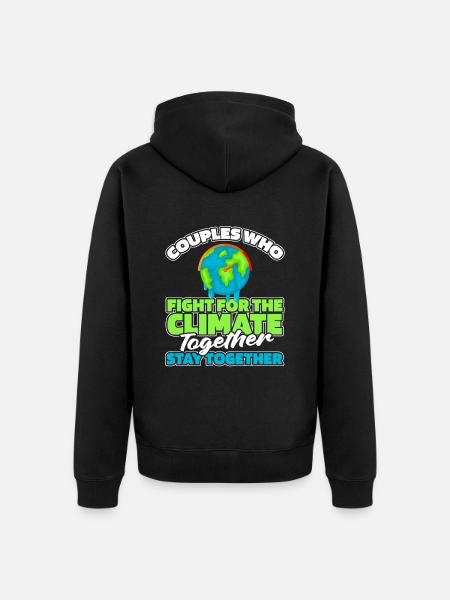 Climate Change Protection Couple - Unisex Premium Organic Zip Hoodie - black