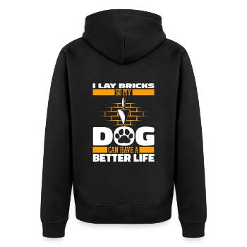Maurer Hund - Unisex Premium Bio Zip Hoodie - Schwarz - Hinten - Nico (187cm)