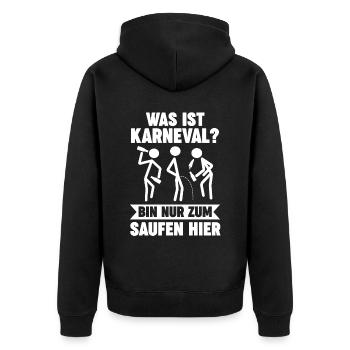 Karnevalskostüm Karnevalist Saufen Fasching Karnev - Unisex Premium Bio Zip Hoodie - Schwarz - Hinten - Nico (187cm)