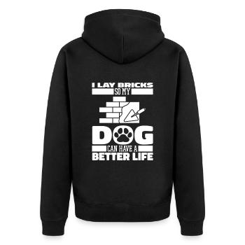 Maurer Hund - Unisex Premium Bio Zip Hoodie - Schwarz - Hinten - Nico (187cm)