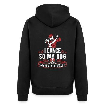 Tanzlehrer Hund - Unisex Premium Bio Zip Hoodie - Schwarz - Hinten - Nico (187cm)