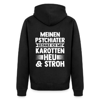 Reiten Reiter Pferd Pferde - Unisex Premium Bio Zip Hoodie - Schwarz - Hinten - Nico (187cm)