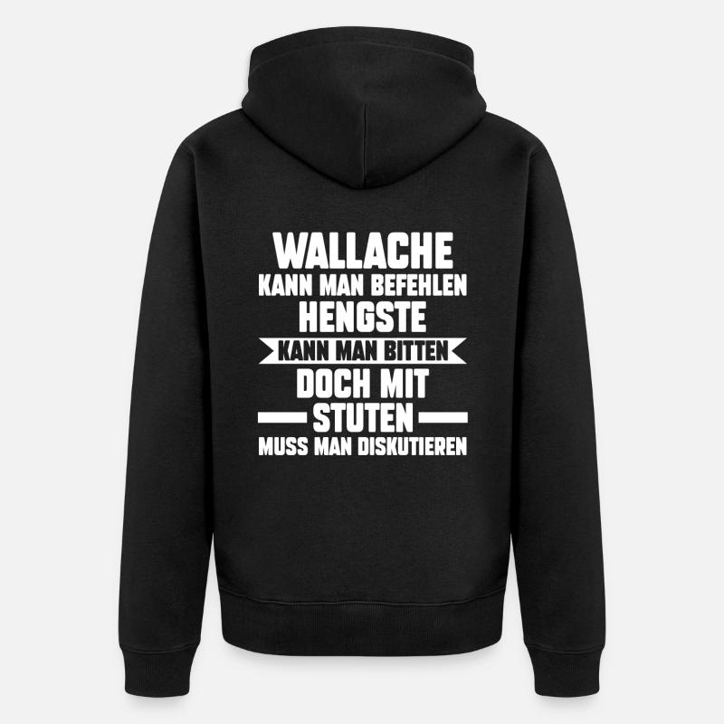 Reiten Reiter Pferd Pferde - Unisex Premium Bio Zip Hoodie - Schwarz