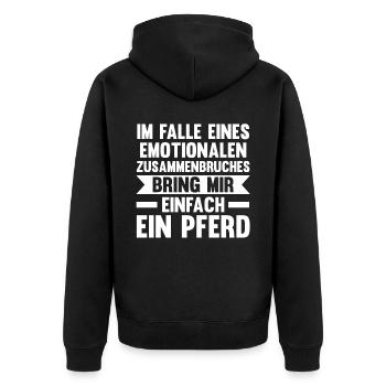 Reiten Reiter Pferd Pferde - Unisex Premium Bio Zip Hoodie - Schwarz - Hinten - Nico (187cm)