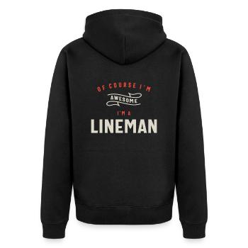 Lineman Job Occupation Birthday Worker - Unisex Premium Organic Zip Hoodie - black - Back - Nico (187cm)