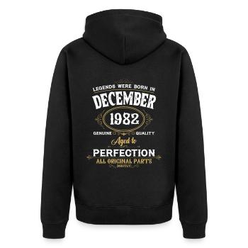 Né Décembre 1982 Cadeau d’anniversaire - Veste à capuche bio Premium Unisexe - noir - Dos - Nico (187cm)