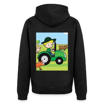 Grüner Traktor Geburtstag Bauernhof Tiere - Unisex Premium Bio Zip Hoodie - Schwarz - Hinten - Nico (187cm)